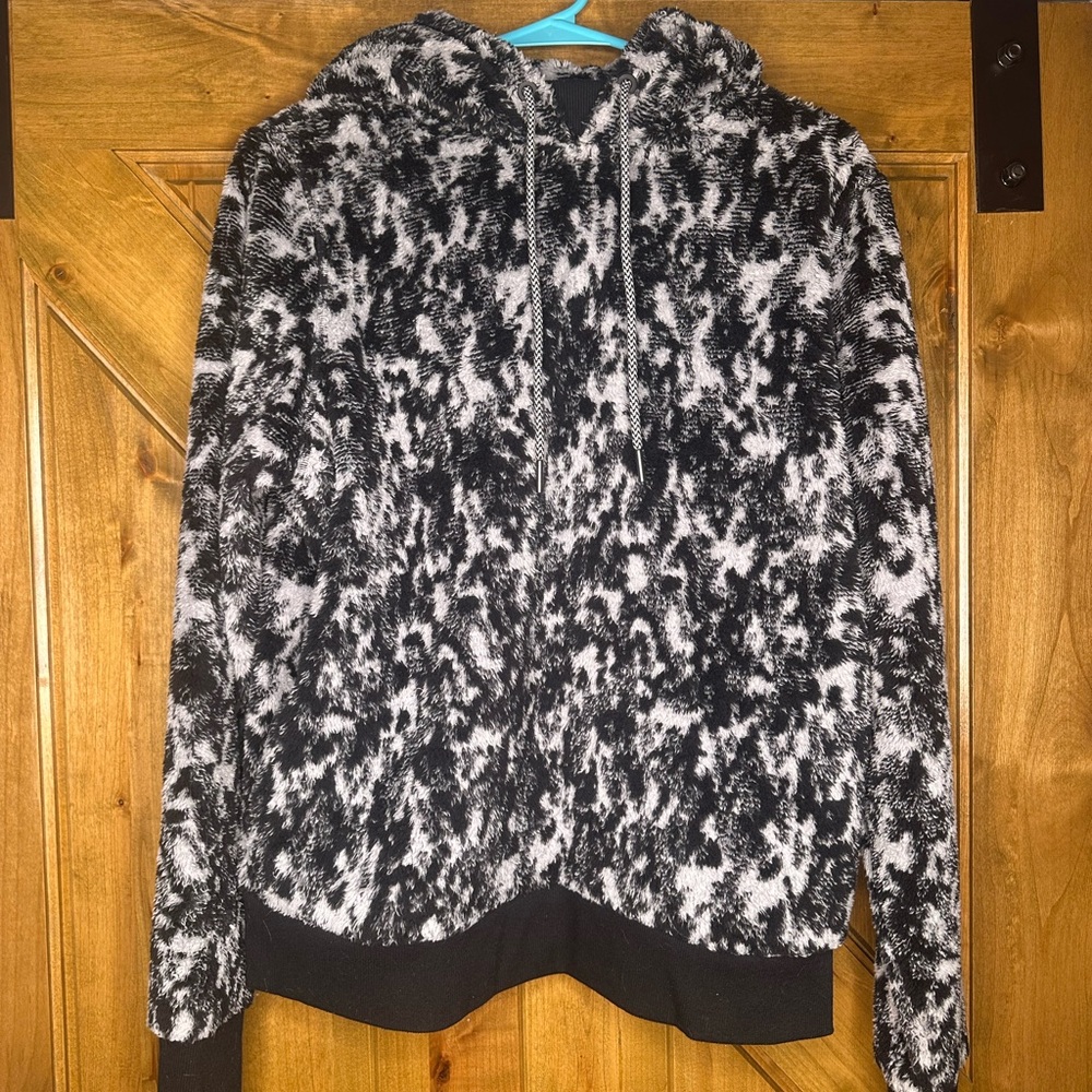 Athleta Girl Black and White Fuzzy Hoodie Size M